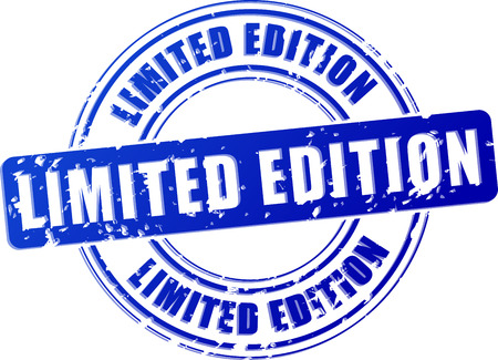 Illustration of limited edition blue stamp on white backgroundのイラスト素材