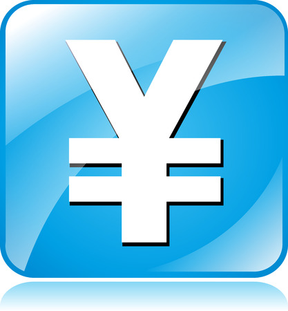 Illustration of blue square design icon for yenのイラスト素材