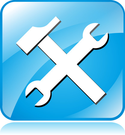 Illustration of blue square design icon for toolsのイラスト素材