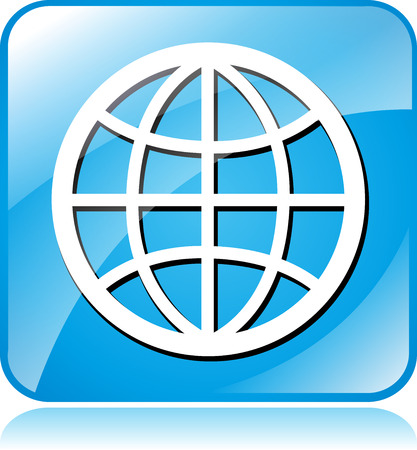 illustration of blue square icon for earthのイラスト素材