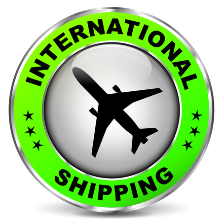 illustration of green circle icon for international shippingのイラスト素材