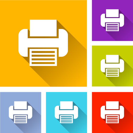 illustration of flat design set icons for printerのイラスト素材