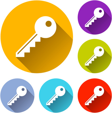 vector illustration of six colorful key iconsのイラスト素材