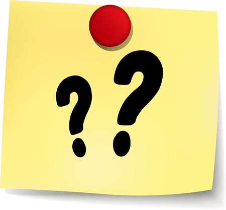 illustration of questions yellow note on white backgroundのイラスト素材
