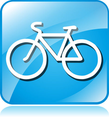 illustration of bicycle blue square icon on white backgroundのイラスト素材