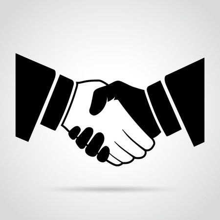 illustration of black handshake icon on white backgroundのイラスト素材