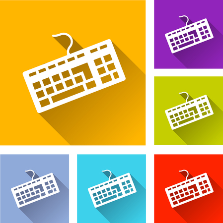 illustration of colorful square keyboards icons setのイラスト素材