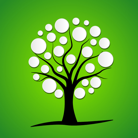 Illustration of abstract tree on green backgroundのイラスト素材
