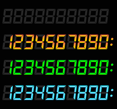 Illustration of digital numbers set on black backgroundのイラスト素材