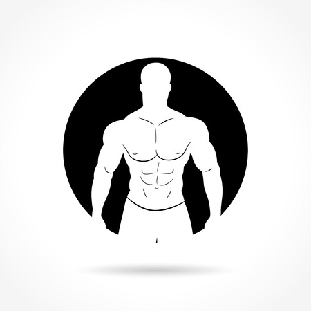 Illustration of bodybuilding icon on white backgroundのイラスト素材