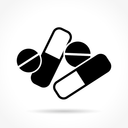 Illustration of pills icon on white backgroundのイラスト素材