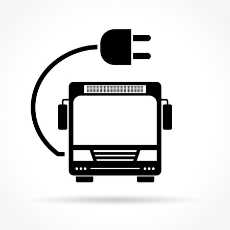 Illustration of electric bus icon on white backgroundのイラスト素材