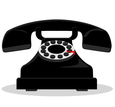 Illustration of black vintage phone on white backgroundのイラスト素材