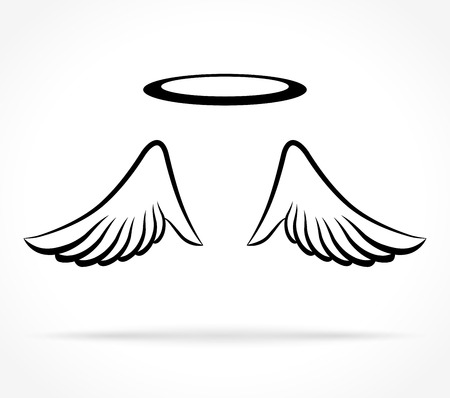 Illustration of angel wings on white backgroundのイラスト素材