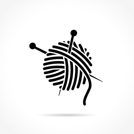 Illustration of wool ball icon on white backgroundのイラスト素材