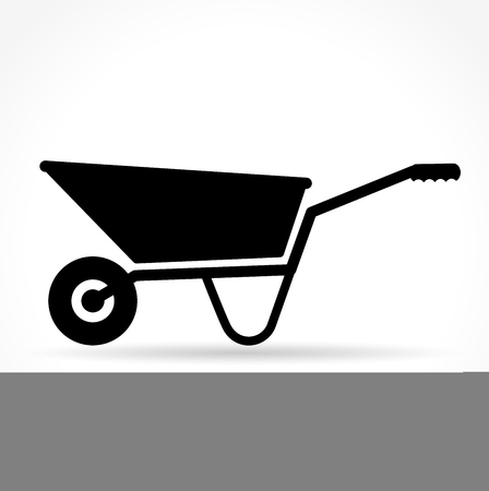 Illustration of wheelbarrow icon on white backgroundのイラスト素材