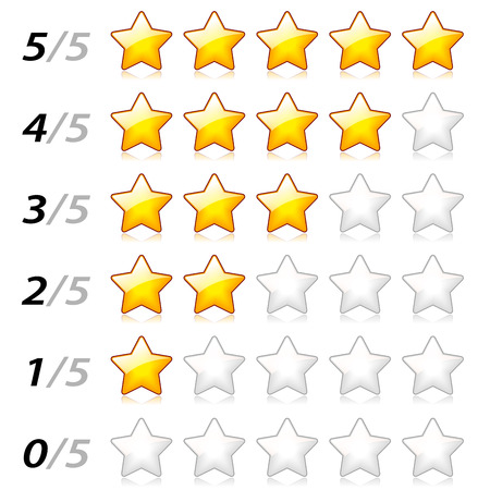 Illustration of stars rating system on white backgroundのイラスト素材