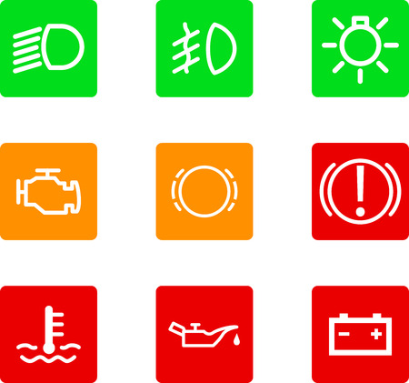 Illustration of nine car dashboard iconsのイラスト素材
