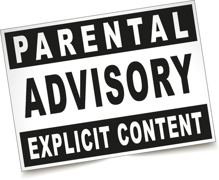 Illustration of parental advisory sticker on white backgroundのイラスト素材