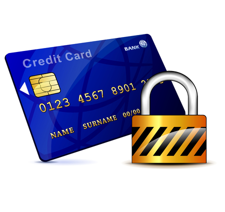 Illustration of credit card and padlock iconのイラスト素材