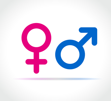 Illustration of male and female icons on white backgroundのイラスト素材