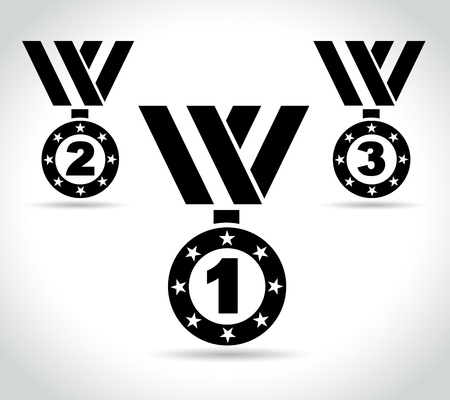 Illustration of three medals icons on white backgroundのイラスト素材
