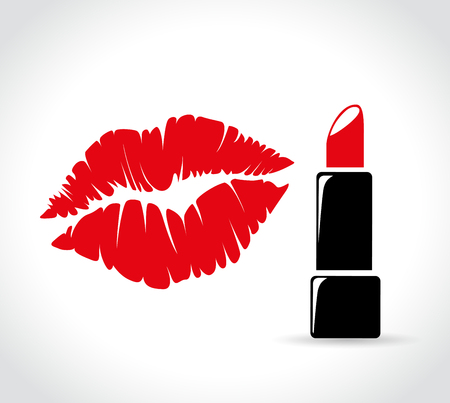 Illustration of kiss and lipstick iconsのイラスト素材