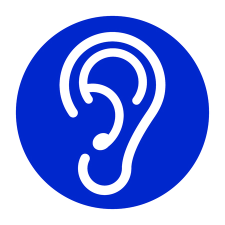 Illustration of blue ear icon on white backgroundのイラスト素材