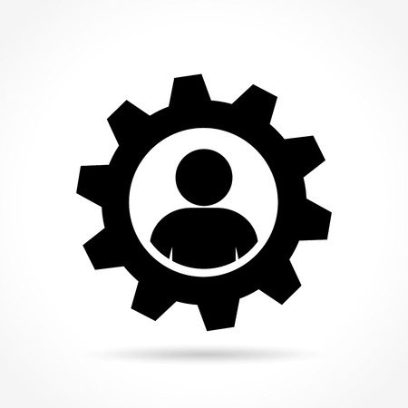 Illustration of man in gear icon concept.のイラスト素材