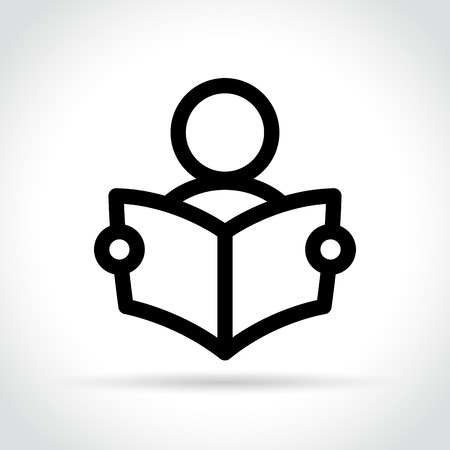 Illustration of reading book icon on white backgroundのイラスト素材