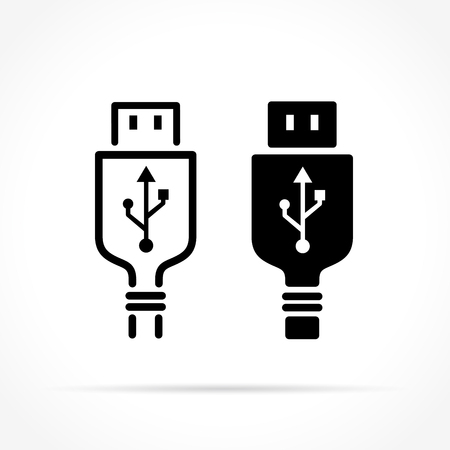 Illustration of usb plug icons on white backgroundのイラスト素材