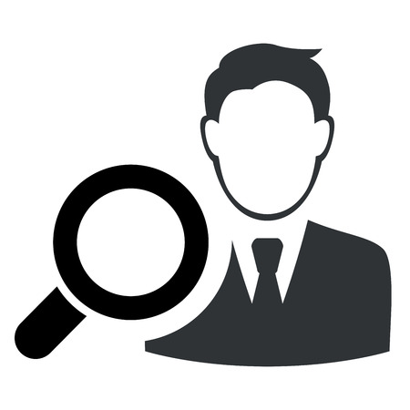 Illustration of man and magnifying glass iconのイラスト素材