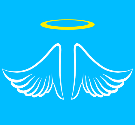 Illustration of angel wings with aureoleのイラスト素材