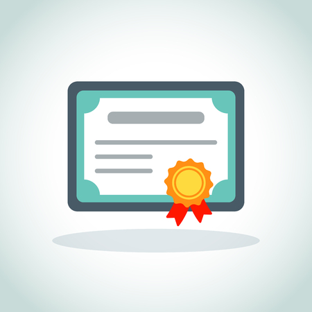 Illustration of certificate icon on white backgroundのイラスト素材