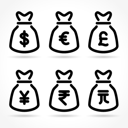 Illustration of money bag icons on white backgroundのイラスト素材