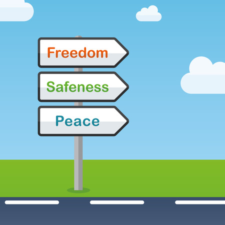Illustration of freedom direction signs abstract concept