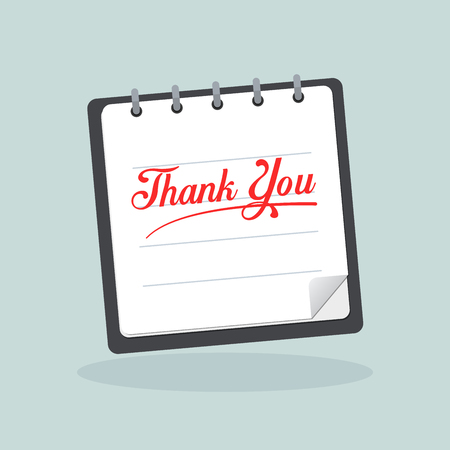 Illustration of thank you written on notebook conceptのイラスト素材