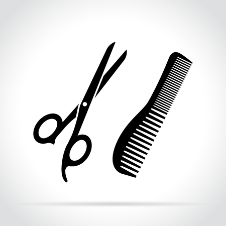 Illustration of scissors and comb black iconsのイラスト素材