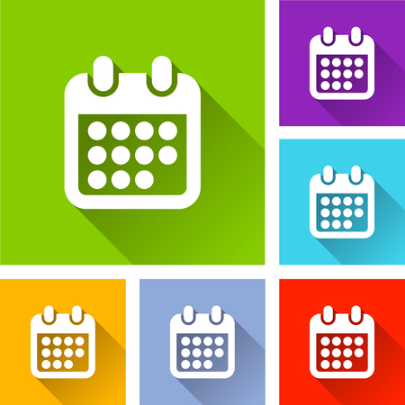 Illustration of calendar icons with long shadowのイラスト素材