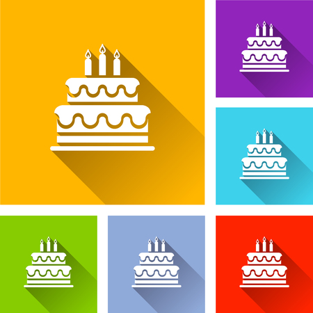 Illustration of cake icons with long shadowのイラスト素材