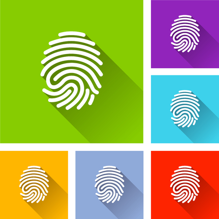 Illustration of finger print icons with shadowのイラスト素材