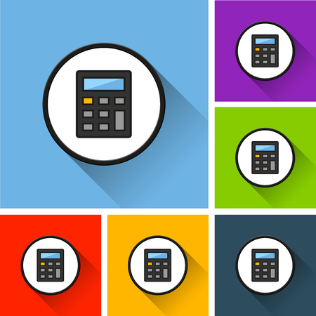 Illustration of calculator icons with long shadow.のイラスト素材