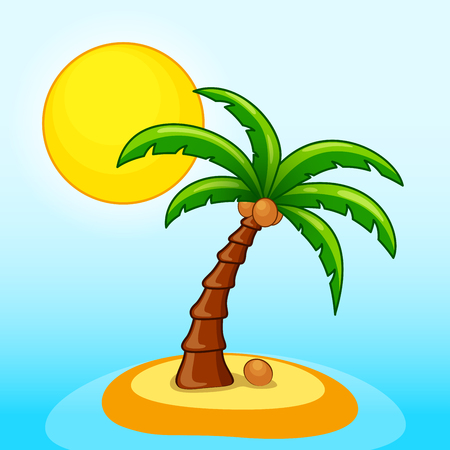 Illustration of desert island and tree designのイラスト素材