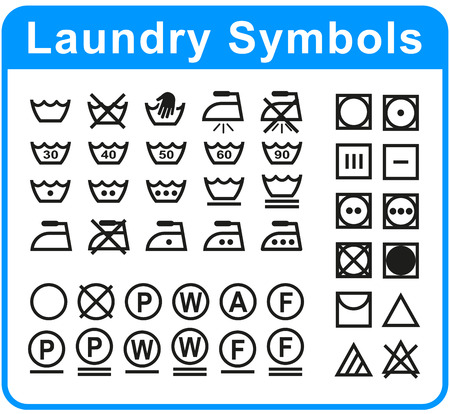 Illustration of laundry symbols set on white backgroundのイラスト素材