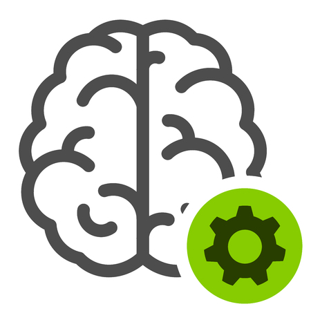 Illustration of brain and gear icon conceptのイラスト素材