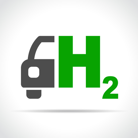 Illustration of hydrogen car icon on white backgroundのイラスト素材