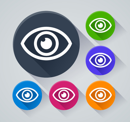 Illustration of eye circle icons with shadowのイラスト素材