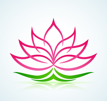 Illustration of lotus flower on white backgroundのイラスト素材