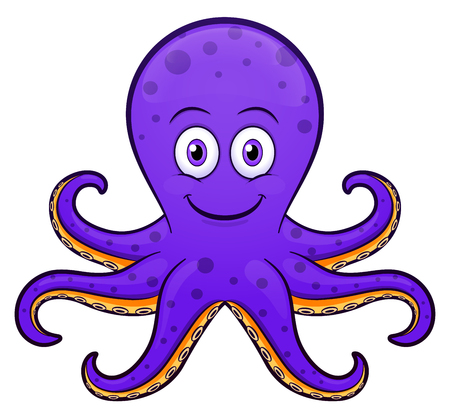 Vector illustration of octopus cartoon purple designのイラスト素材