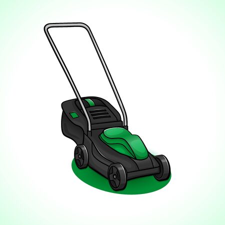 Vector illustration of lawn mower drawing isolatedのイラスト素材